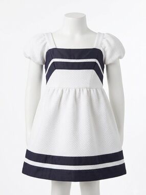 Janie and Jack White Navy Nautical Dress Quilted Luxury Preppy Easter Party 5T